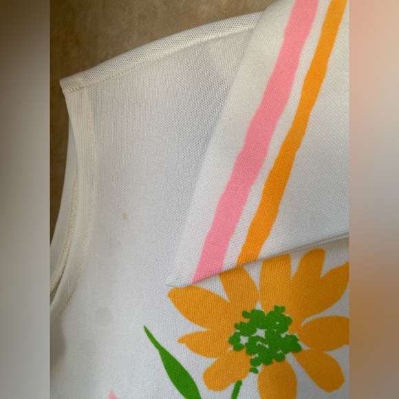 Vintage Montgomery Ward 60s 70s Floral Collared Zip Front Sleeveless Polo Large - Picture 4 of 7